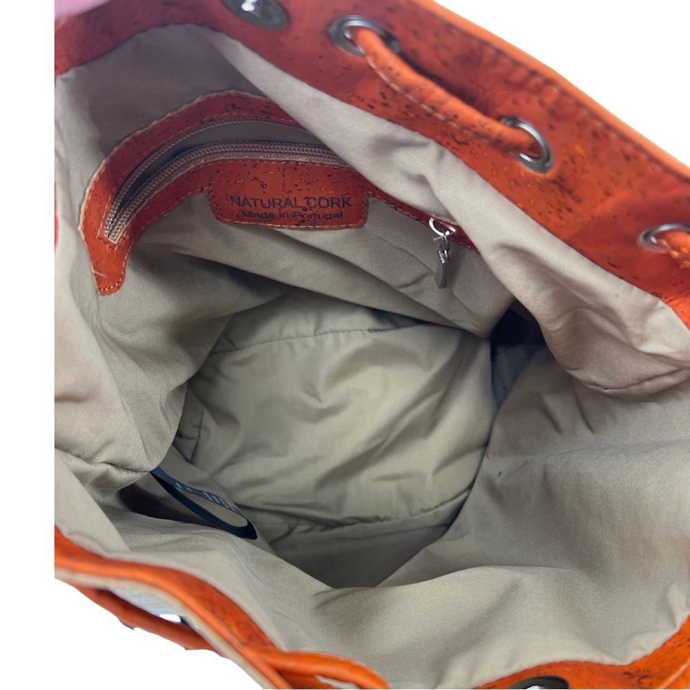 Artelusa 100% Cork bucket bag purse orange Portugal neutral boho - Picture 9 of 11